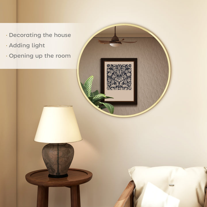 61cm Decorative Wall Mirror for Bedroom Living Room, Modern Round Bath