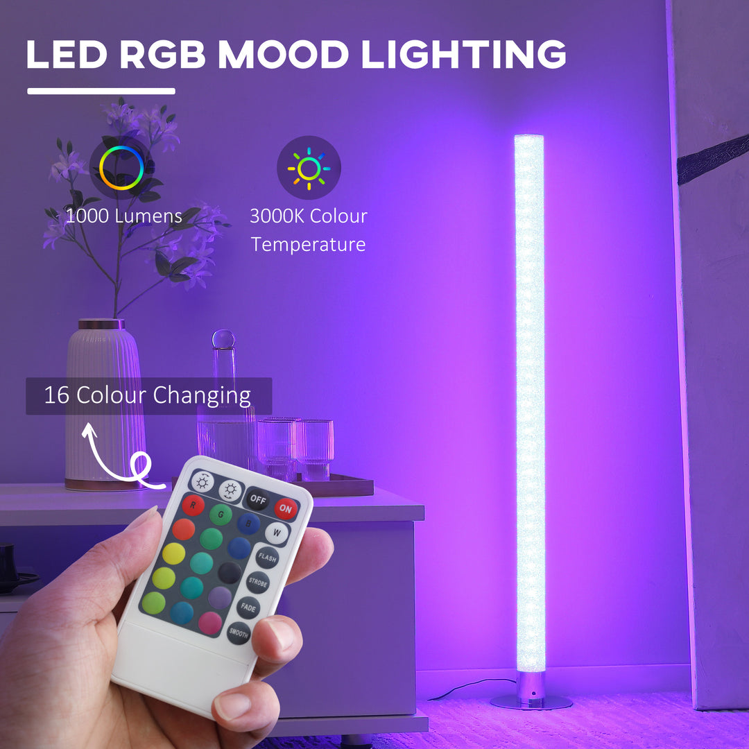 HOMCOM RGB Floor Lamps Dimmable Corner Lamp with Remote Control, LED Modern Mood Lighting for Living Room Bedroom Gaming Room