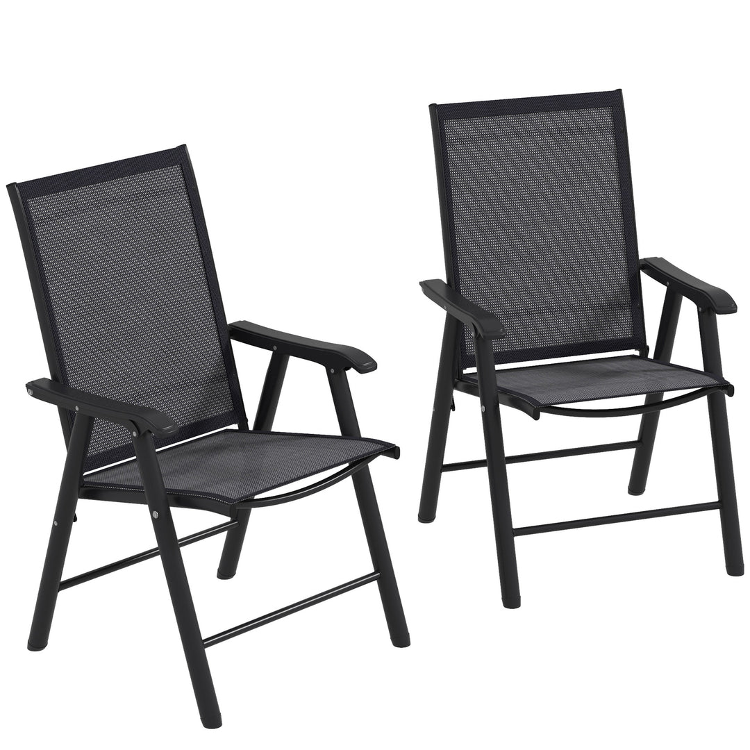 Set of Two Folding Garden Chairs - Dark Grey