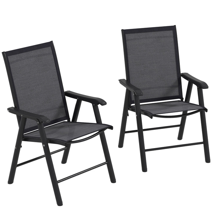 Set of Two Folding Garden Chairs - Dark Grey