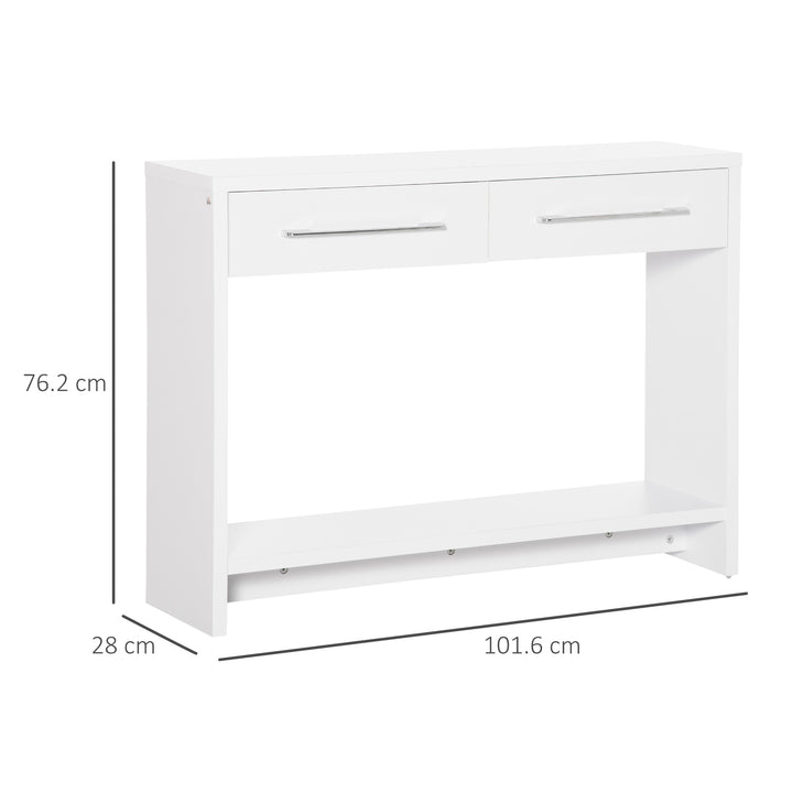 HOMCOM Console Table with Shelf and  Drawer, Contemporary Hallway Table for Living Room, Entryway, White