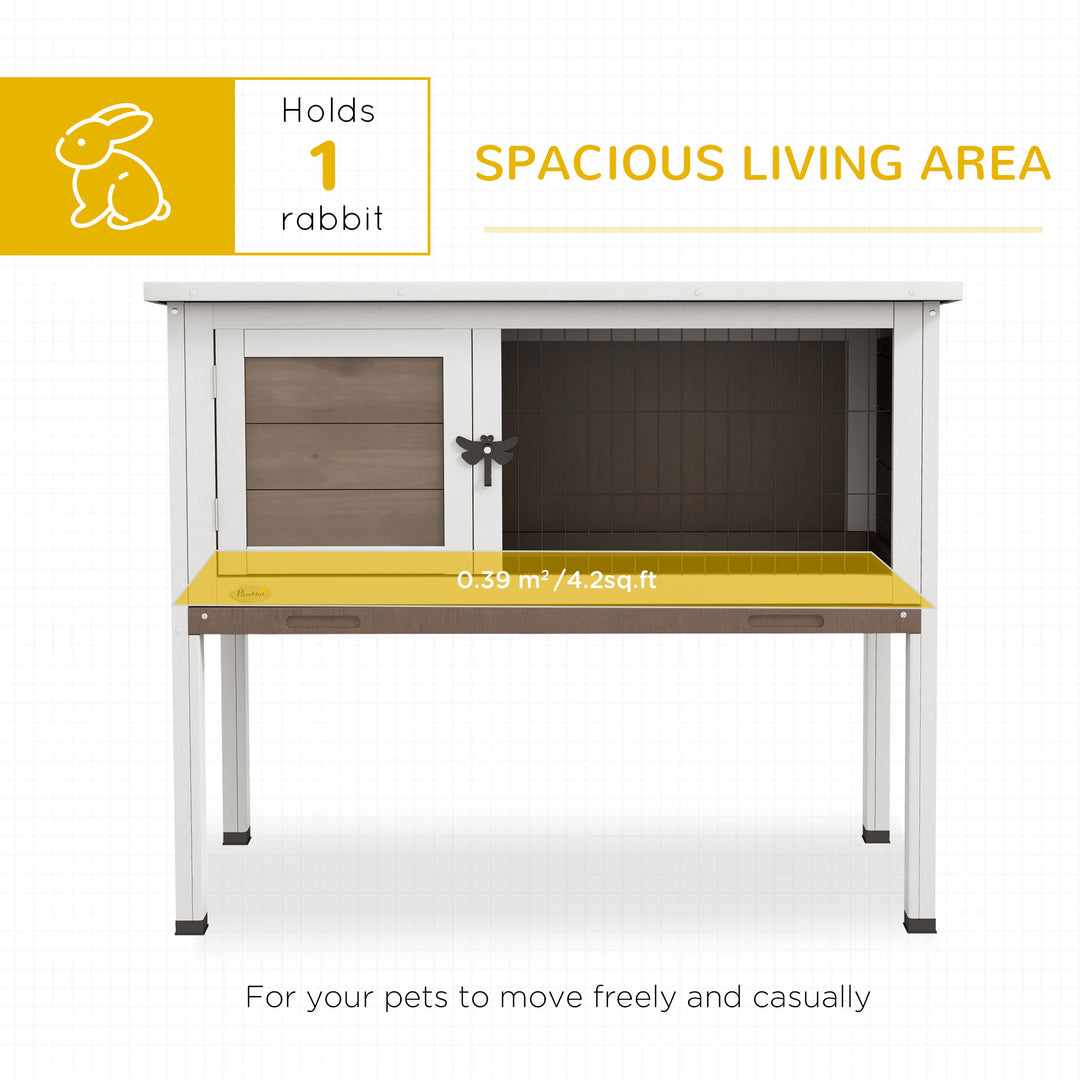 Wooden Guinea Pig Hutch, Small Animal Cage with Slide-out Tray, Openable Asphalt Roof, 84 x 43 x 70cm, Brown