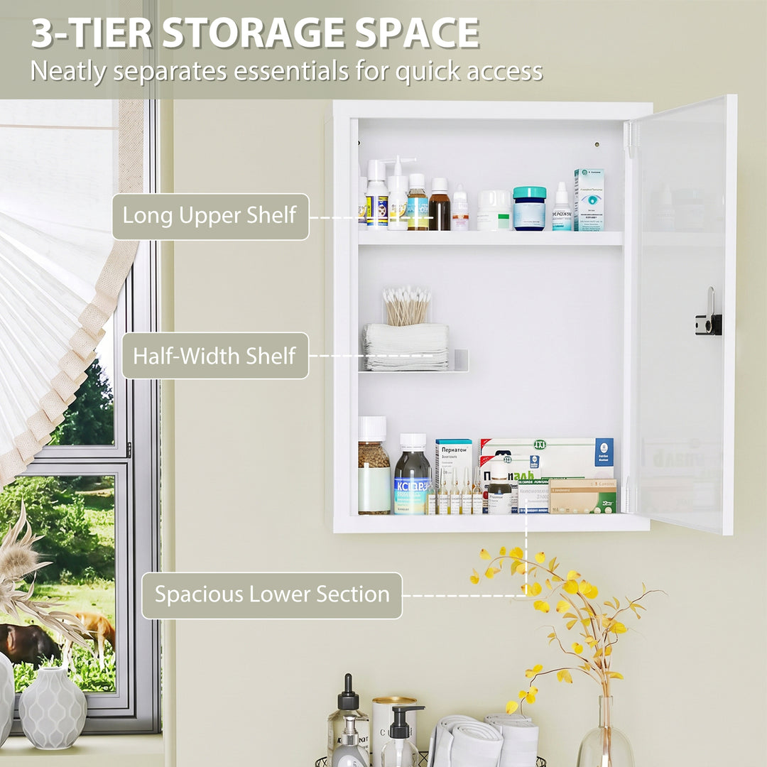 Wall Mount Medicine Cabinet, Bathroom Cabinet with Combination Lock, D