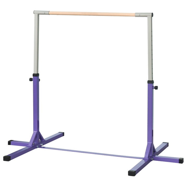 HOMCOM Steel Frame Adjustable Horizonal Gymnastics Bar For Kids Home Gym Training Children Junior Kip High Bar Fitness Purple | Aosom UK