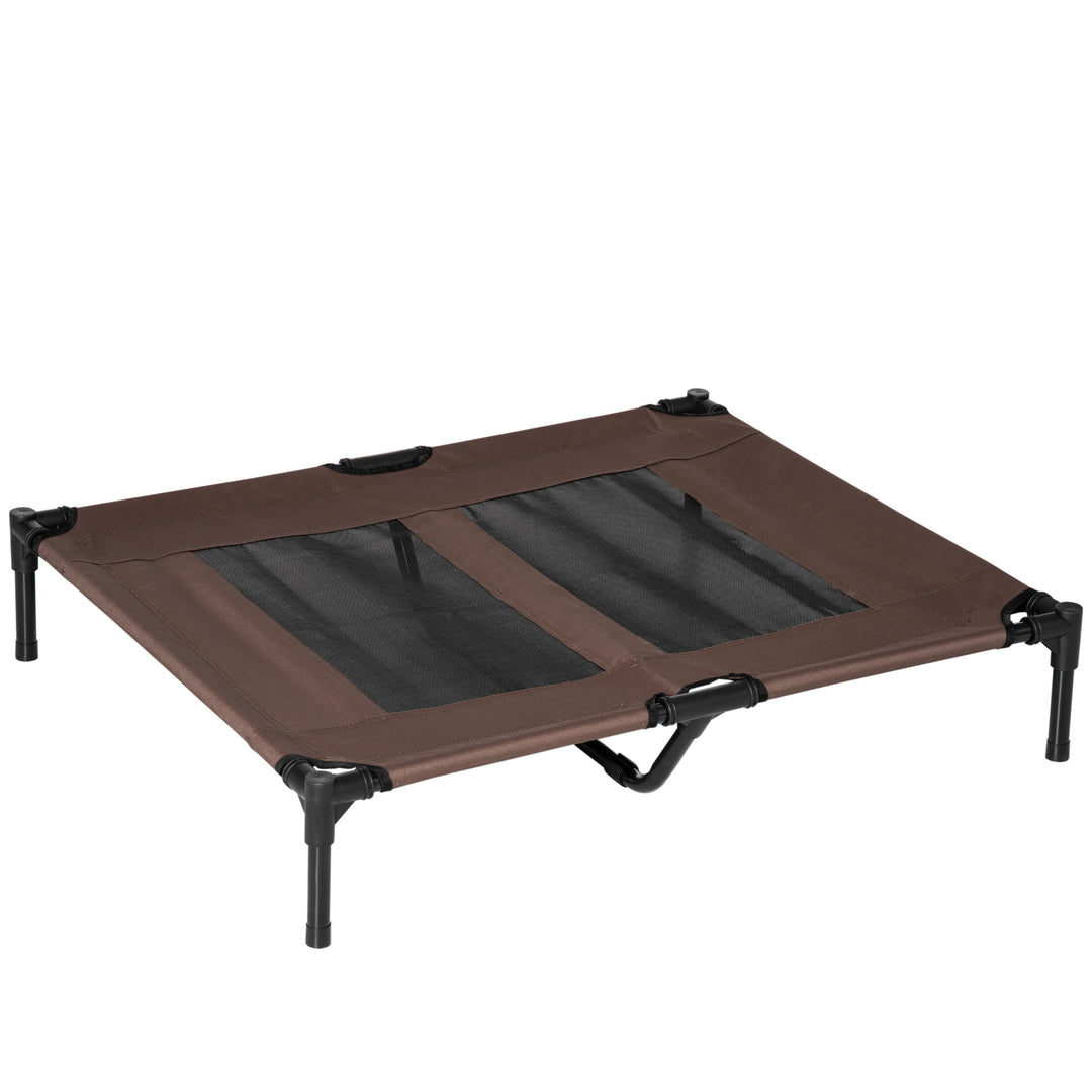 Large Raised Dog Bed Cat Elevated Lifted Cooling Portable Camping Basket Outdoor Indoor Mesh Pet Cot Metal Frame Brown