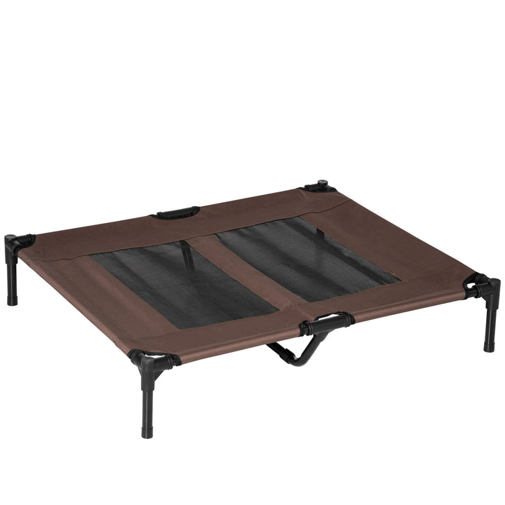 Large Raised Dog Bed Cat Elevated Lifted Cooling Portable Camping Basket Outdoor Indoor Mesh Pet Cot Metal Frame Brown