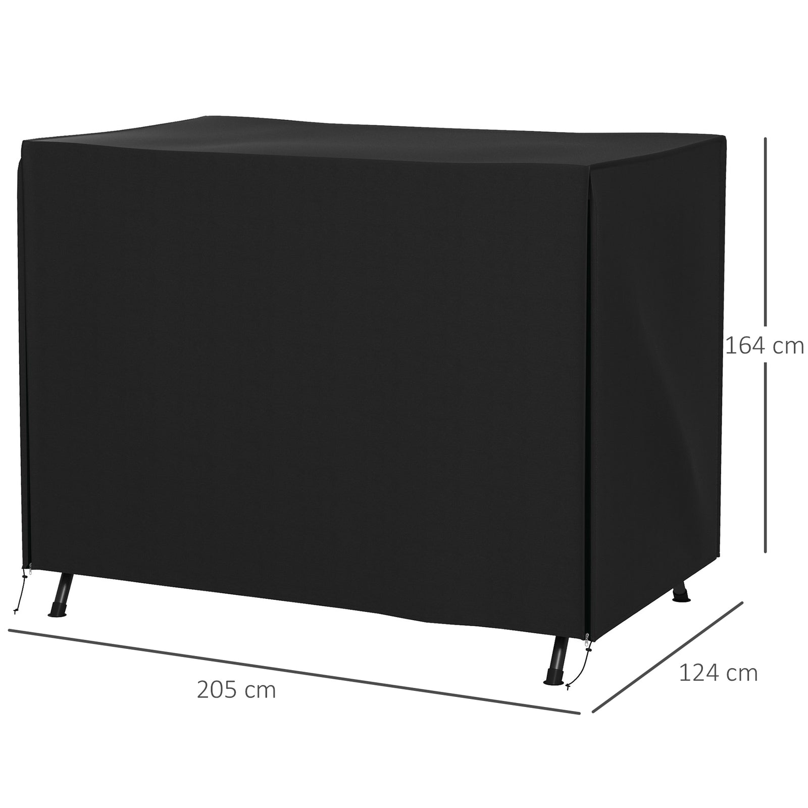 205 x 124cm Three-Seater Swing Chair Protective Cover Black