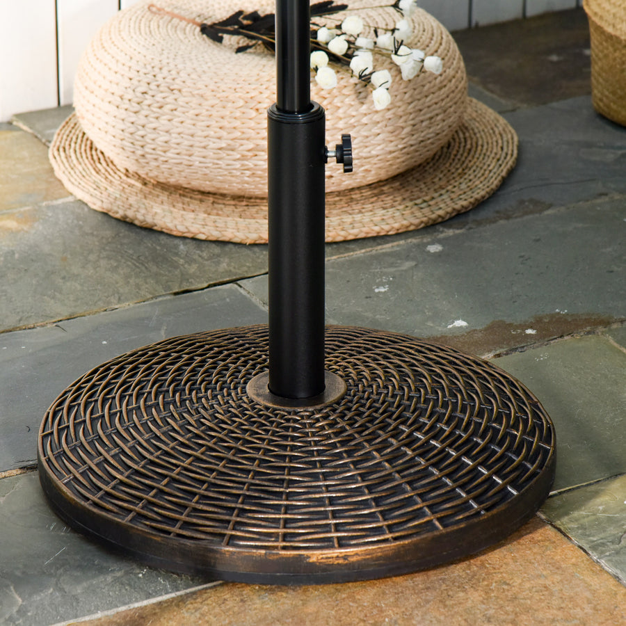 25 kg Plastic and Cement Rattan Pattern Parasol Base - Antique Bronze
