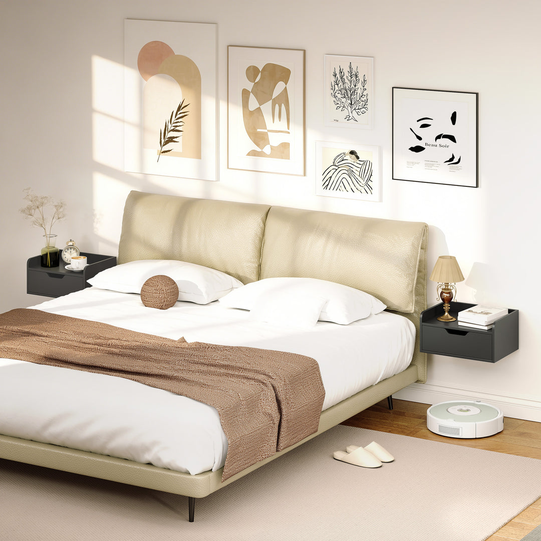 Floating Nightstands Set of 2, Wall Mounted Bedside Table with Drawer 