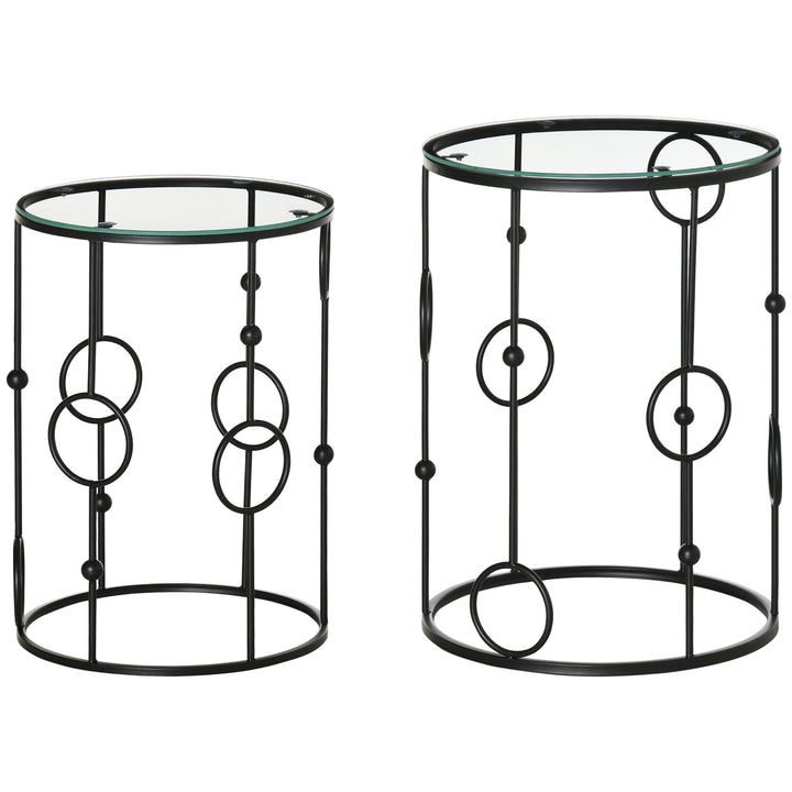 Nesting Round Coffee Table Set of 2 - Black