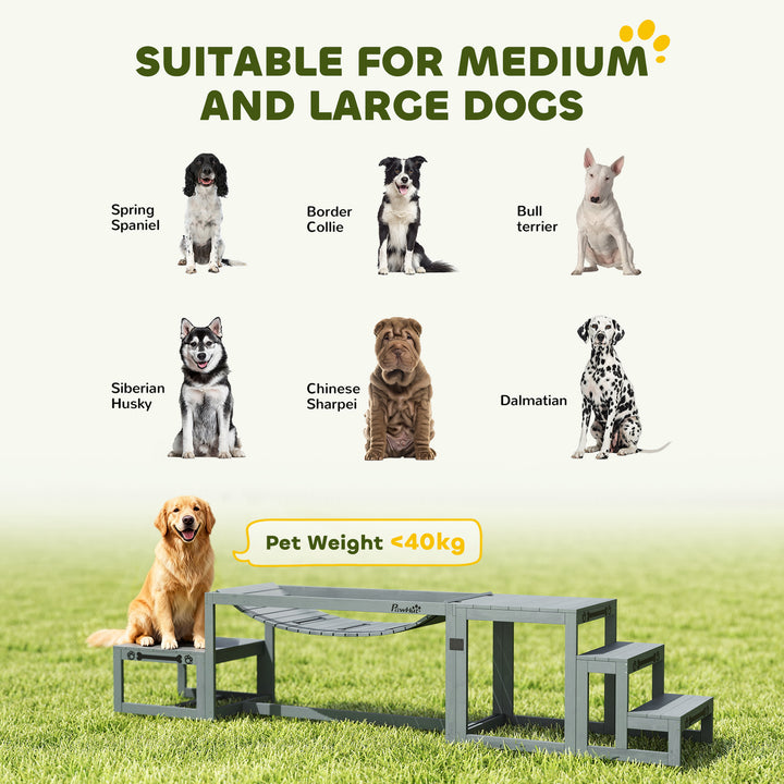 3 Pieces Wooden Dog Agility Training Equipment with Soft Bridge, Pause
