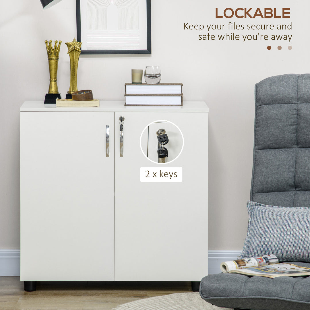 Two-Tier Locking Office Storage Cabinet - White