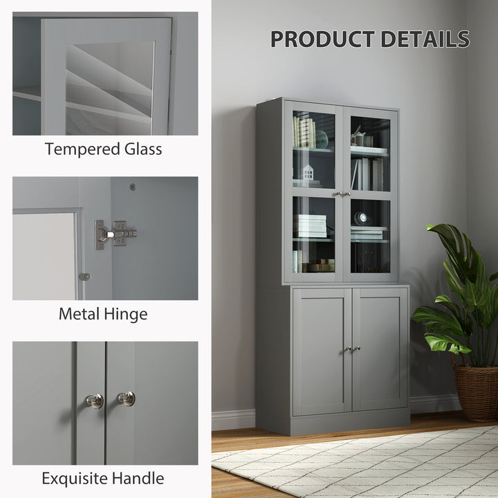Double Storage Display Cabinet - Grey