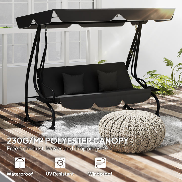 145 x 200Wcm Swing Chair Canopy Replacement - Black
