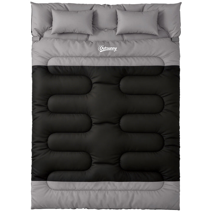 Double Sleeping Bag with 2 Pillows, 220 x 160 cm Extra-Large Sleeping 