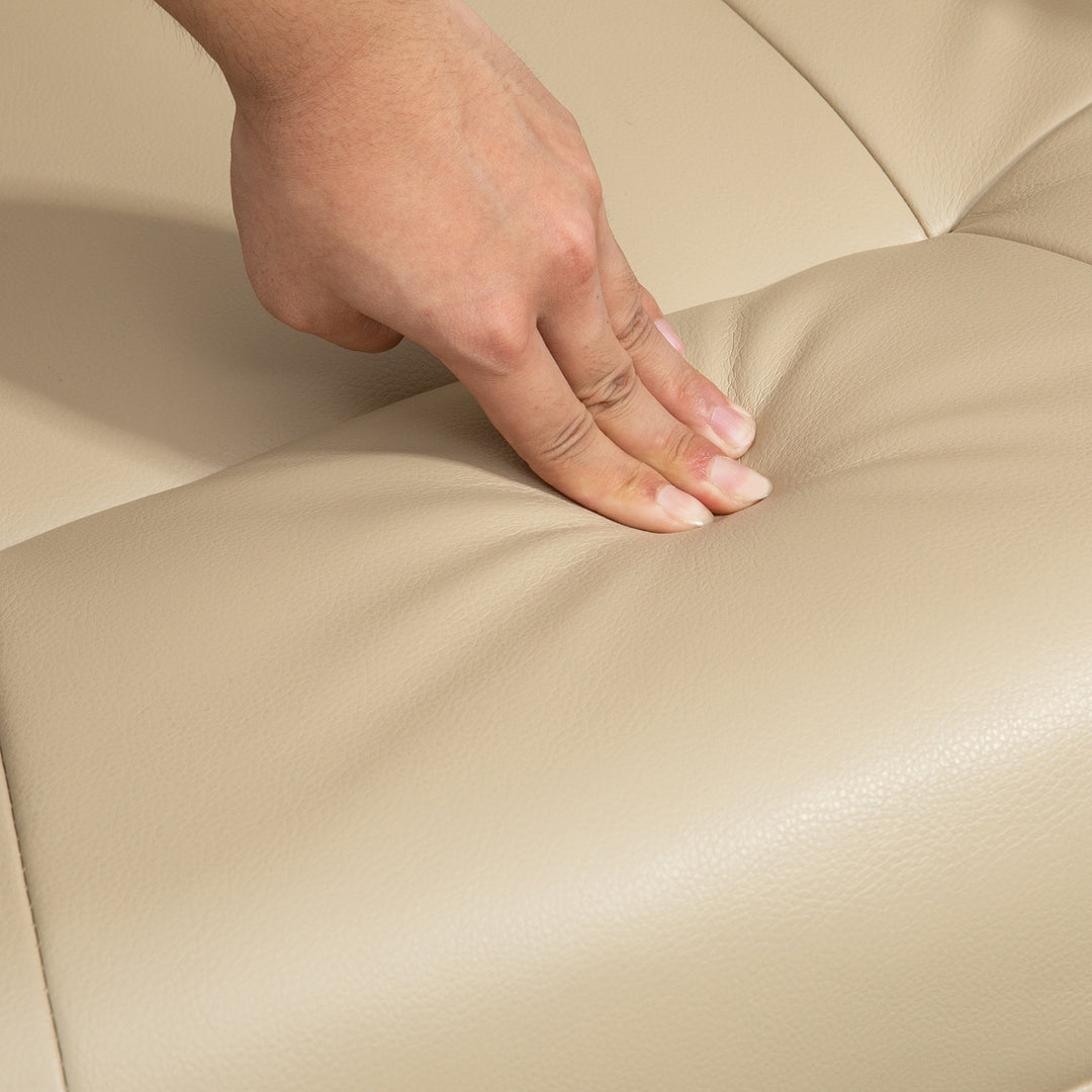 Faux Leather Armchair, with 145° Reclining Back and Footrest - Cream