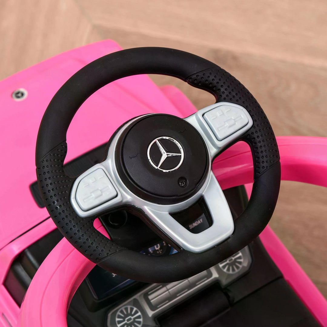 HOMCOM Mercedes-Benz G350 Push Car: Toddler Foot-to-Floor Slider with Steering Wheel, Pink