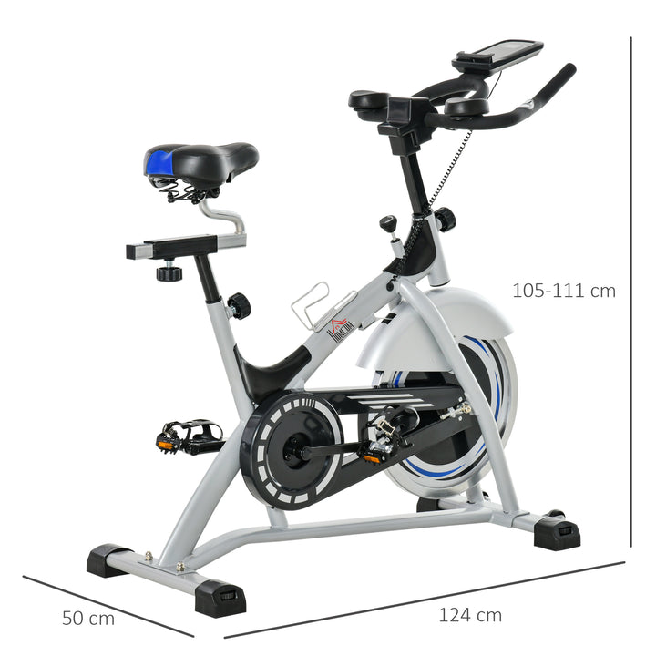 HOMCOM Indoor Cycling Exercise Bike Quiet Drive Fitness Stationary, 15KG Flywheel Cardio Workout Bicycle, Adjustable Seat, LCD Monitor | Aosom UK