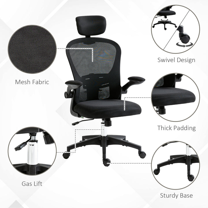 Multi-Adjustable Office Chair, with Lumbar Support, Headrest and Mesh Back - Black