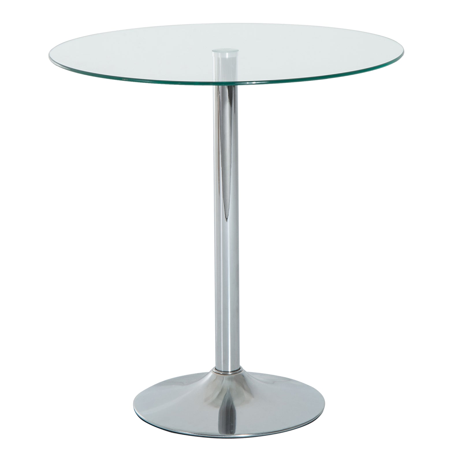 Round Dining Table, Modern Dining Room Table with Tempered Glass Top, Steel Base, Space Saving Small Bar Table