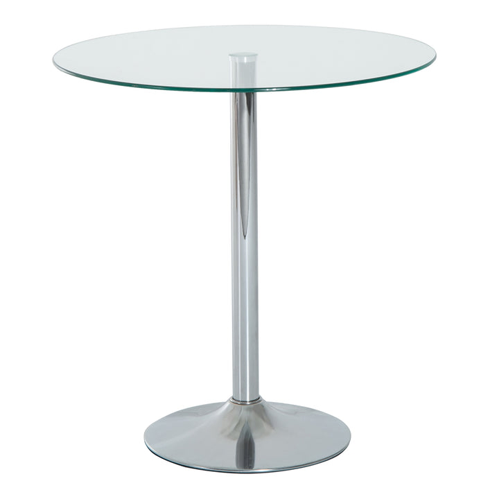 Round Dining Table, Modern Dining Room Table with Tempered Glass Top, Steel Base, Space Saving Small Bar Table