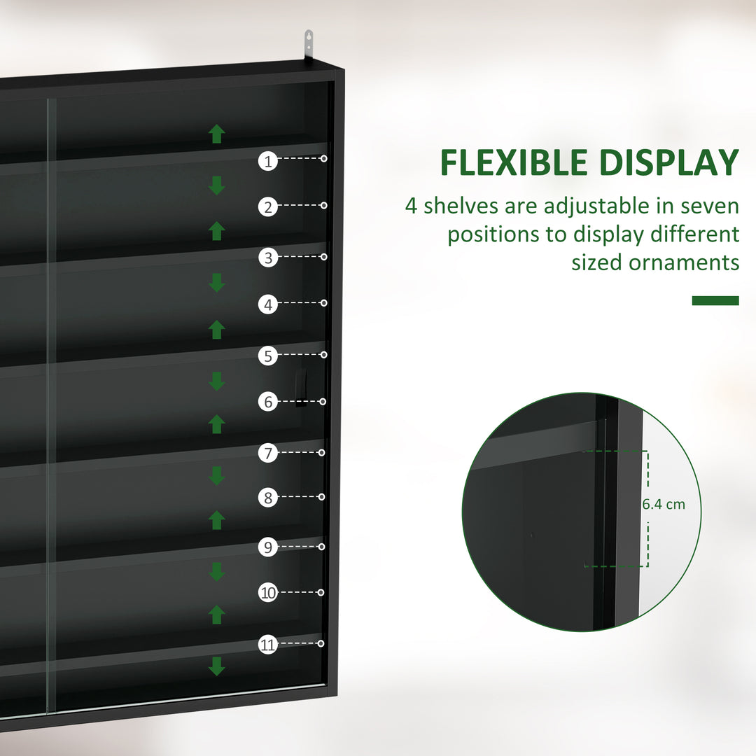 Six Shelf Display Cabinet, with Glass Doors - Black