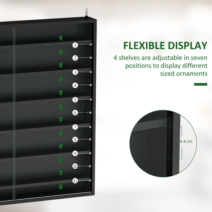 Six Shelf Display Cabinet, with Glass Doors - Black