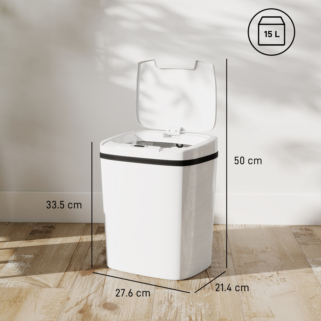 15L Sensor Bin, Automatic Touchless Kitchen Bin, Easy Clean, Battery Operated for Home Office, Bedroom, Bathroom