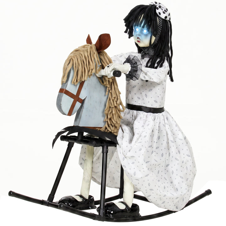 Animated Halloween Girl Riding Horse, Halloween Animatronics with Cree