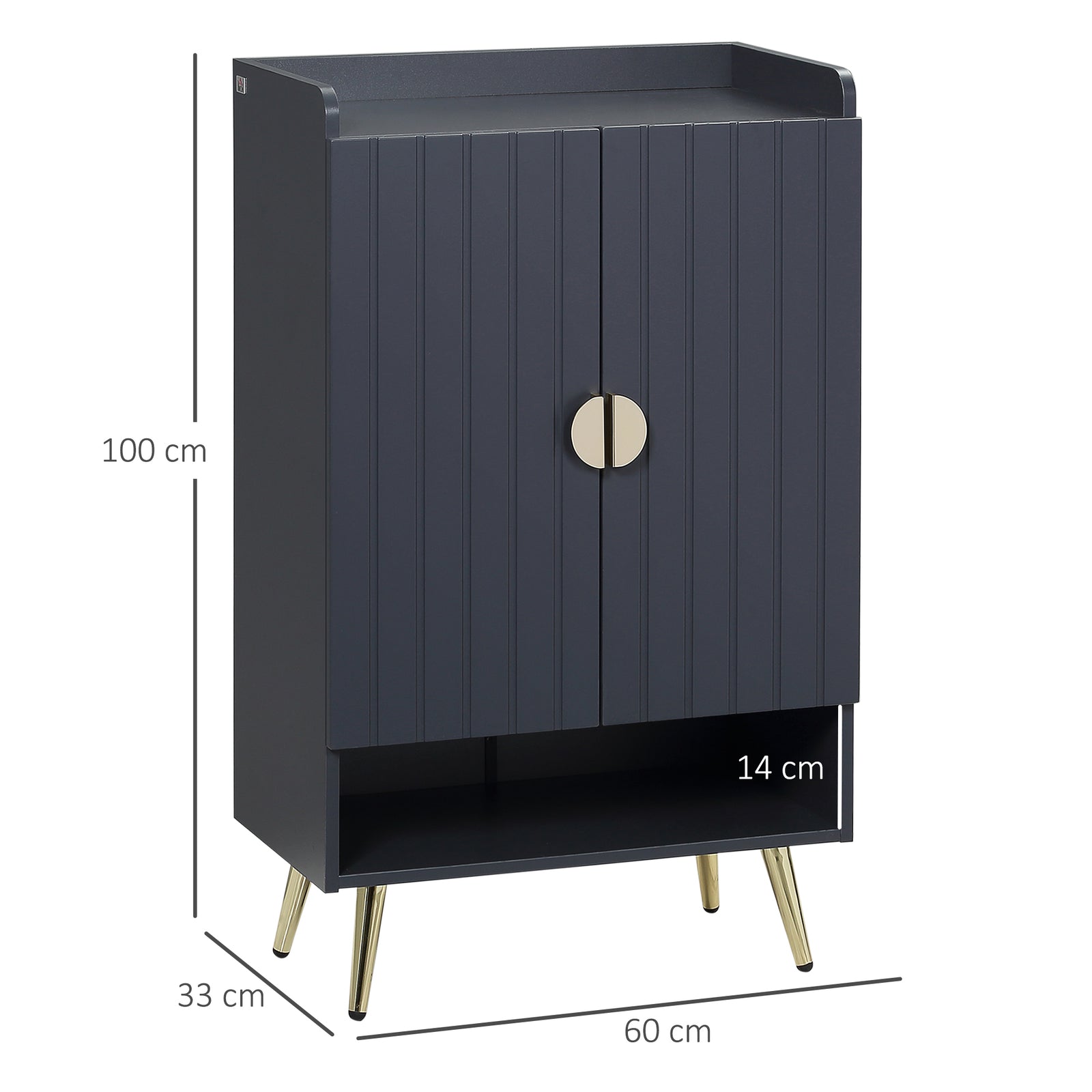 Modern Shoe Cabinet with 2 Doors, Open Shelf and Adjustable Shelves, 1
