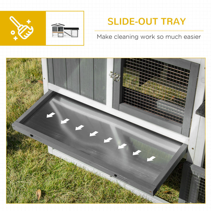 Rabbit Hutch Outdoor, 2-Tier Guinea Pig Hutch, Wooden Small Animal House with Rabbit Run Box, Slide-out Tray, Ramp, 175.8 x 52 x 85.5 cm, White