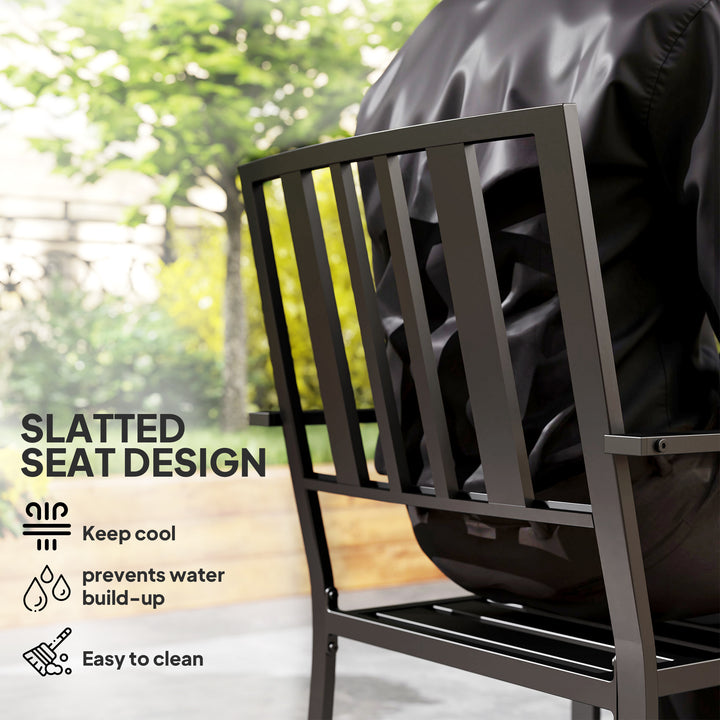 Set of Two Minimal Metal Garden Chairs - Black