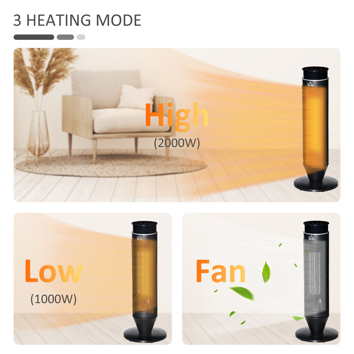 21 Inch Space Heater, 1000W/2000W Ceramic Electric Heater and Fan, Overheating & Tip-Over Protection, 8H Timer, 42° Oscillation, Portable Heater for Home