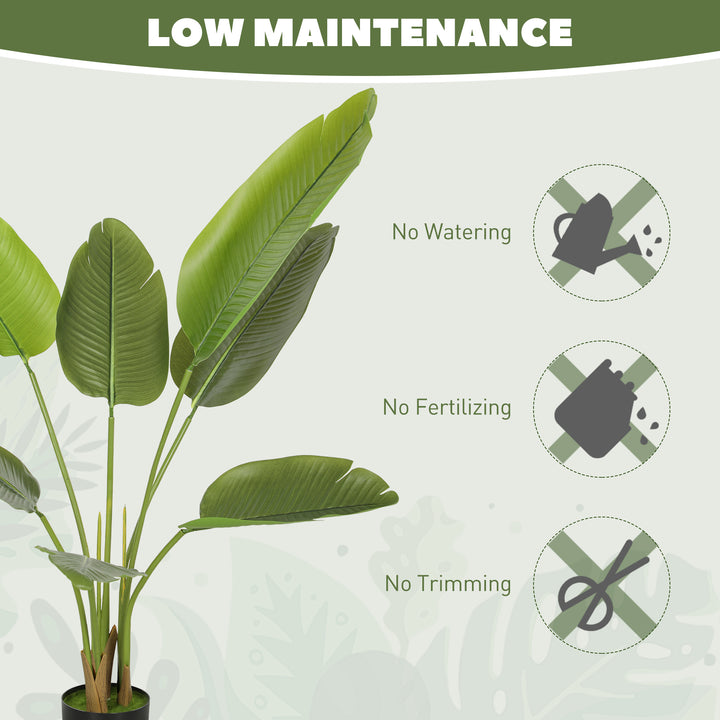109cm Artificial Bird of Paradise Plant, Faux Banana Leaf Tree with PEVA Leaves and Flocking, Decorative Palm Tree in Pot for Home Office Decor, Green