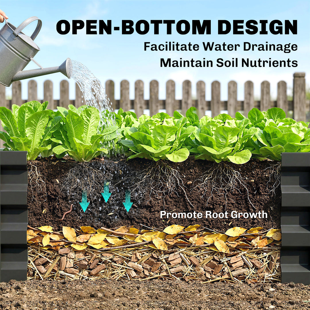 Set of 2 Raised Beds for Garden, Galvanised Outdoor Planters for Herbs