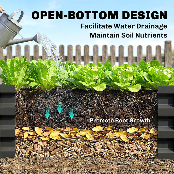Set of 2 Raised Beds for Garden, Galvanised Outdoor Planters for Herbs