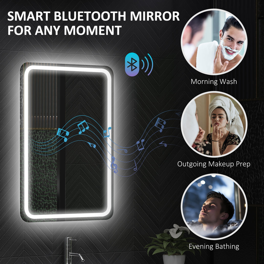 70 x 50 cm Bluetooth Bathroom Mirror - Silver-Tone