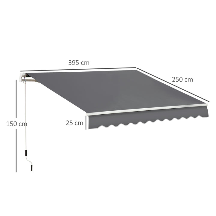 4x2.5m Manual Awning Window Door Sun Weather Shade w/ Handle Grey