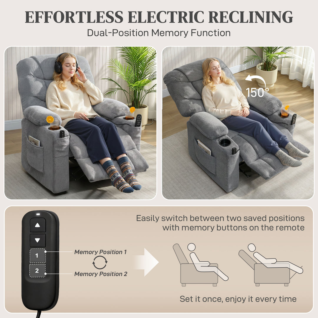 Recliner Armchair with Vibration Massage, Heat, Whisper-Quiet Motor, M