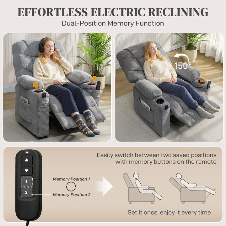 Recliner Armchair with Vibration Massage, Heat, Whisper-Quiet Motor, M