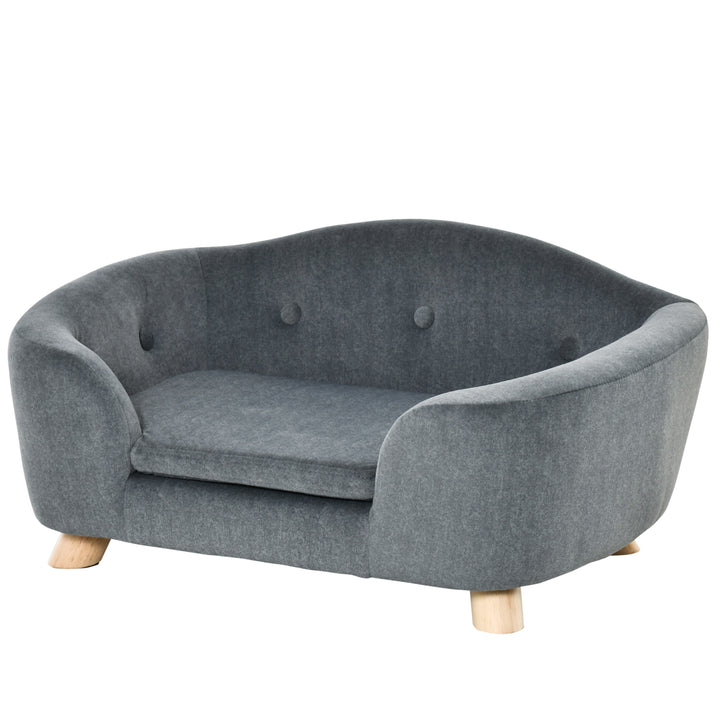 Dog Sofa Bed Pet Chair Couch with Water Resistant Fabric, Kitten Lounge with Soft Cushion, Wooden Frame for Mini Size Dogs - Grey