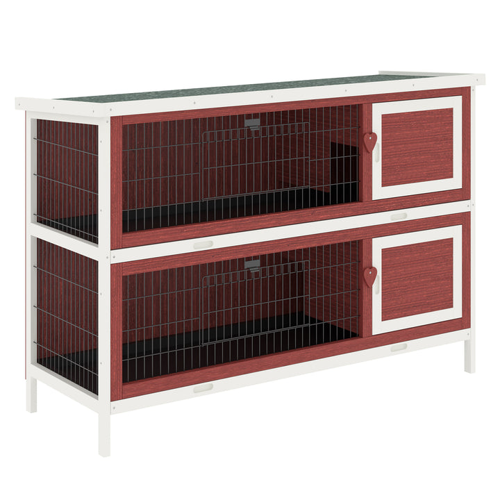 MCL Rabbit Hutch Outdoor 2-Tier Guinea Pig Cage Bunny House Cage with No-Leak Trays for Indoor and Outdoor 136 x 50 x 93cm