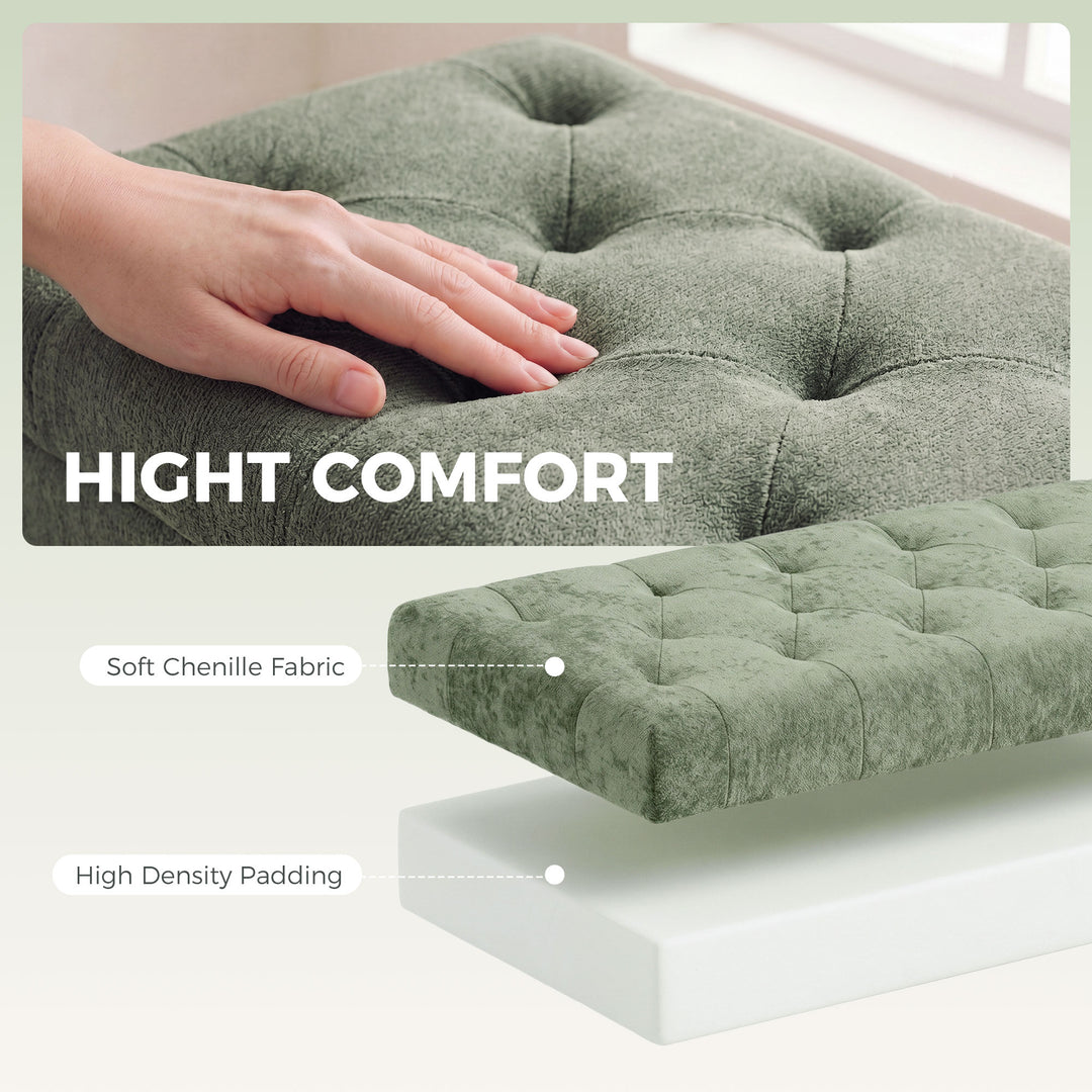 Storage Ottoman, Chenille Upholstered Ottoman Storage Box with Padded 