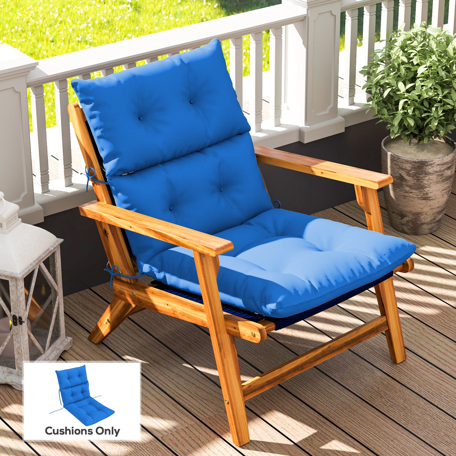 115 x 56cm Rocking Chair Padded Seat Cushion - Blue