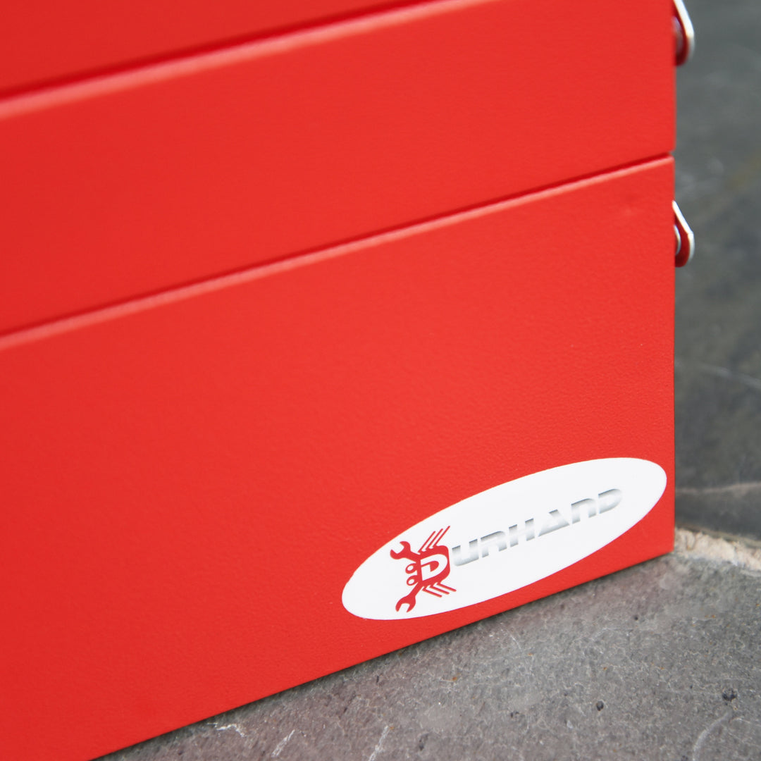 Metal Tool Box 3 Tier 5 Tray Professional Portable Storage Cabinet Workshop Cantilever Toolbox with Carry Handle, 56cmx20cmx34cm, Red
