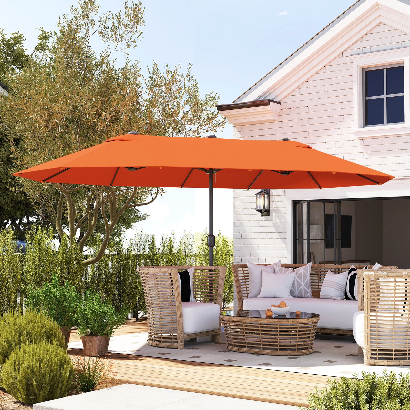 4.6m Double Garden Parasol - Orange