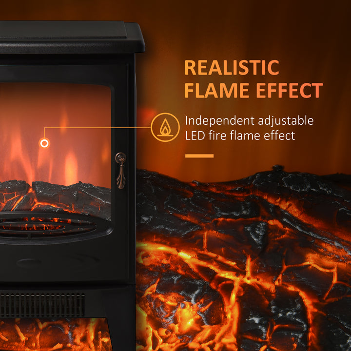 HOMCOM 1800W Tempered Glass Electric Fireplace Heater Black