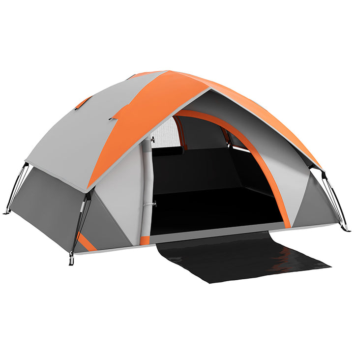 Outsunny 4-5 Man Single Room Camping Tent, 3000mm Waterproof, with Sewn-in Groundsheet and Carry Bag, Grey and Orange