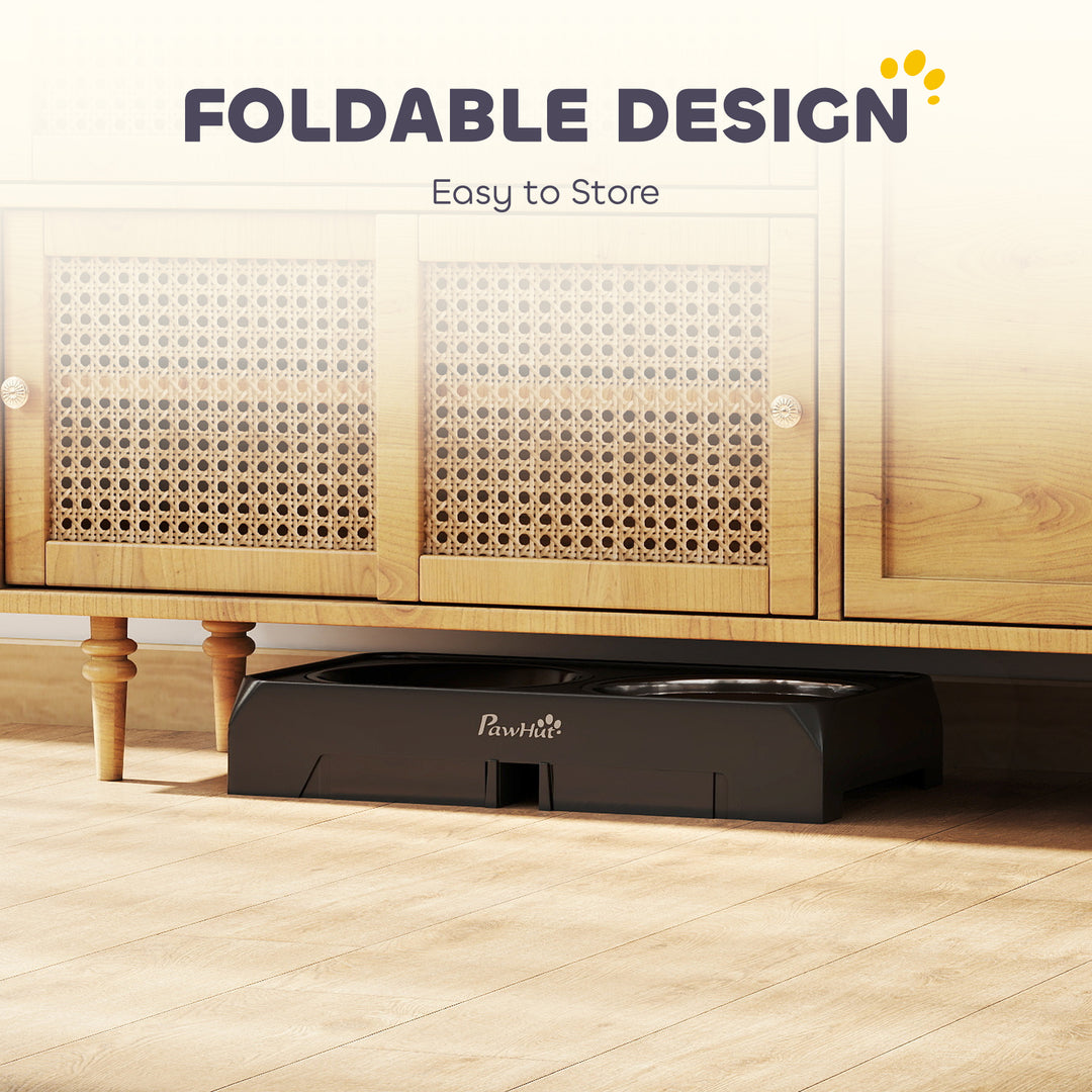 Raised Dog Bowl, Foldable Elevated Dog bowls with Slow Feeder, 4 Adjustable Heights, for Small Medium Large Breeds