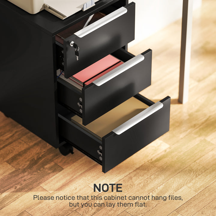 Three-Drawer Locking Filing Cabinet - Black